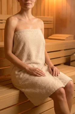 Bawełniany Damski Ręcznik Do Sauny SPA Pareo Beżowy