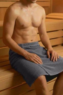 Bawełniany Męski Ręcznik Do Sauny SPA Kilt Szary