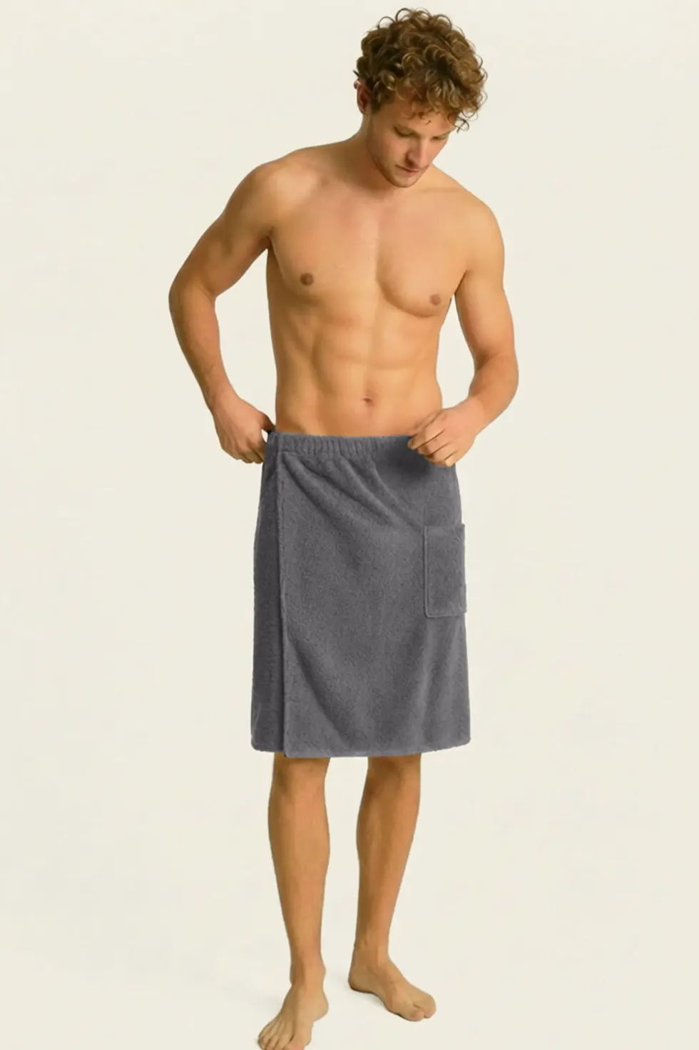 Bawełniany Męski Ręcznik Do Sauny SPA Kilt Szary