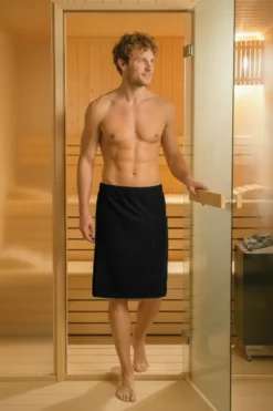 Bawełniany Męski Ręcznik Do Sauny SPA Kilt Czarny