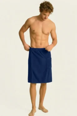 Bawełniany Męski Ręcznik Do Sauny SPA Kilt Granatowy