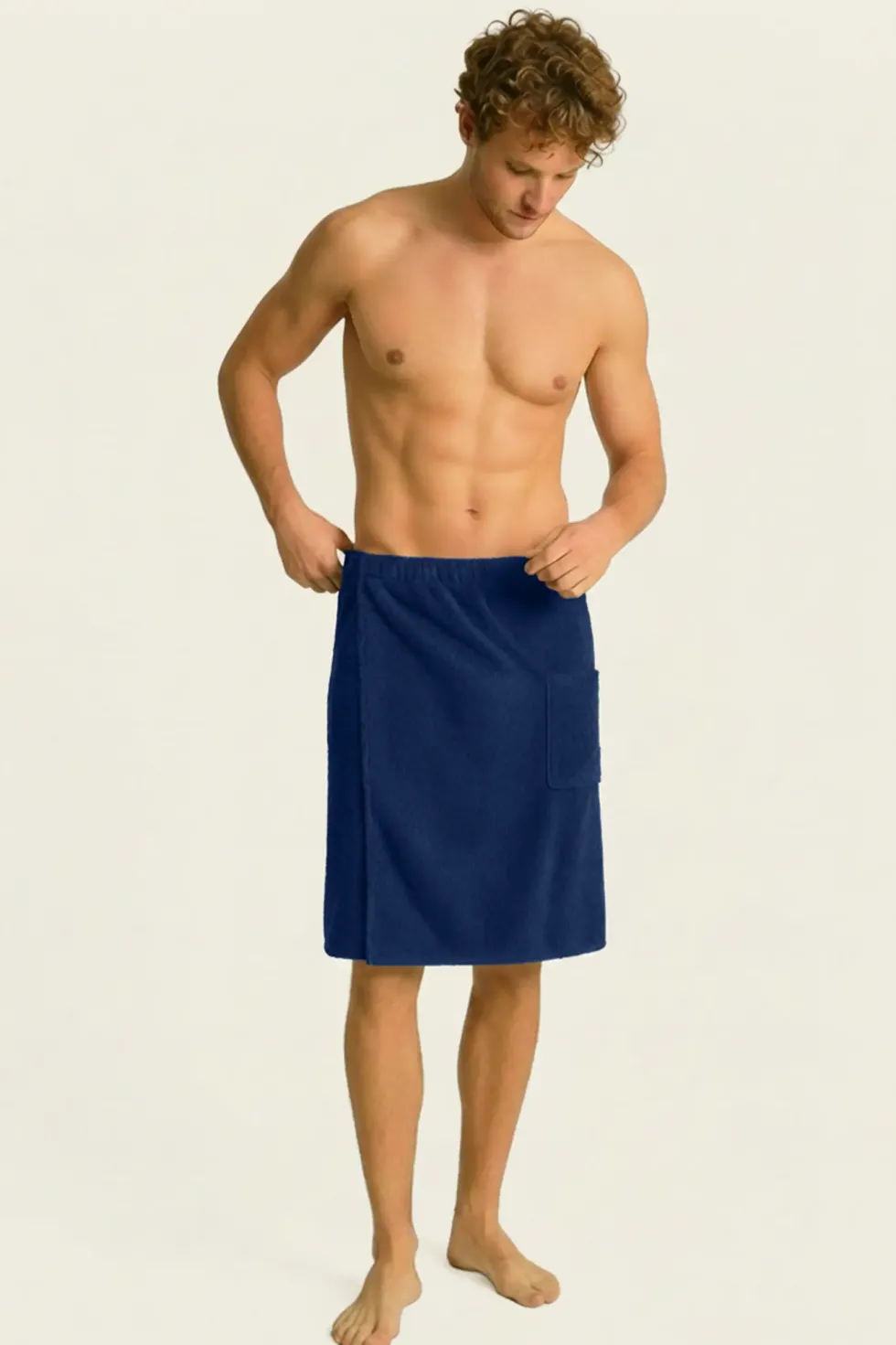 Bawełniany Męski Ręcznik Do Sauny SPA Kilt Granatowy