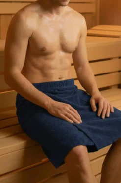 Bawełniany Męski Ręcznik Do Sauny SPA Kilt Granatowy