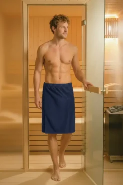 Bawełniany Męski Ręcznik Do Sauny SPA Kilt Granatowy