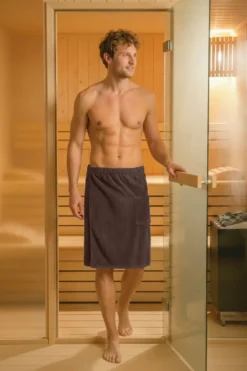 Bawełniany Męski Ręcznik Do Sauny SPA Kilt Brązowy