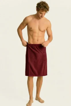 Bawełniany Męski Ręcznik Do Sauny SPA Kilt Bordowy