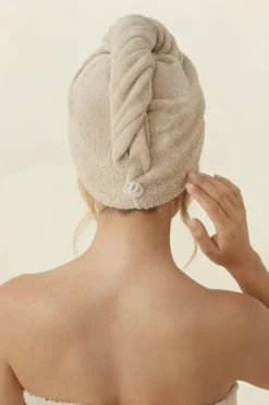 Bawełniany Turban Ręcznik Do Włosów SPA Beżowy
