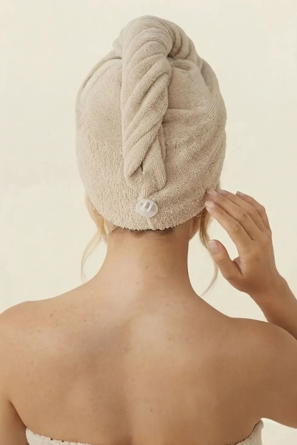Bawełniany Turban Ręcznik Do Włosów SPA Beżowy