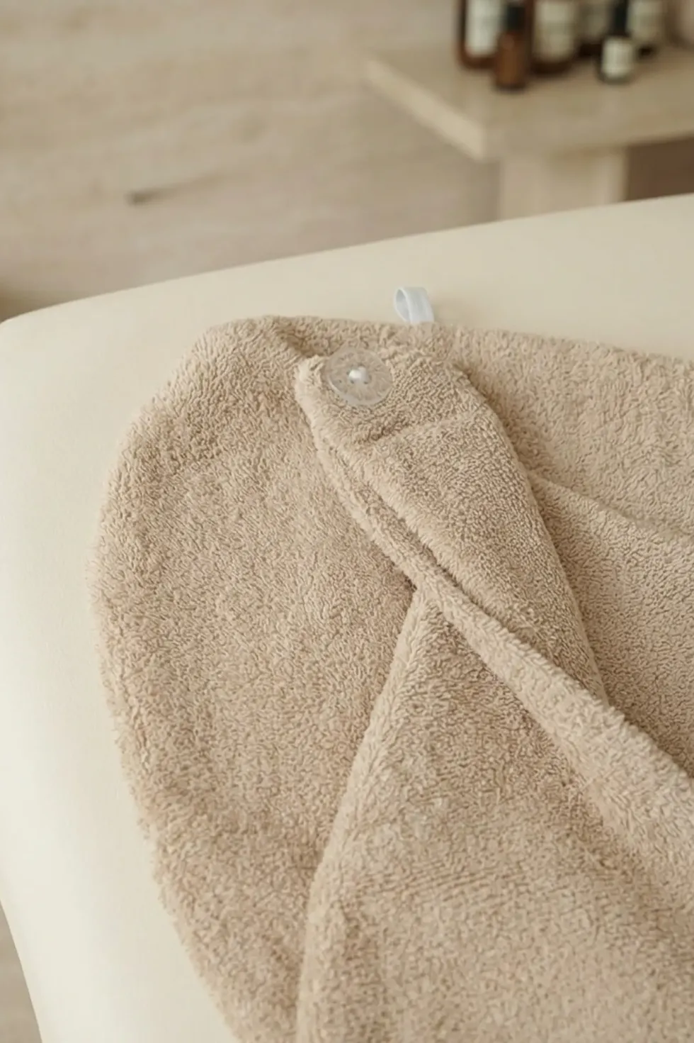 Bawełniany Turban Ręcznik Do Włosów SPA Beżowy