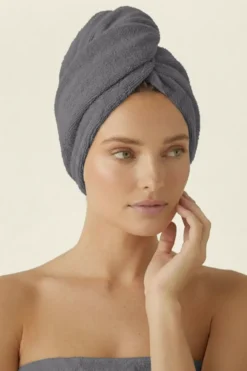 Bawełniany Turban Ręcznik Do Włosów SPA Szary