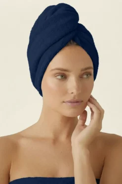 Bawełniany Turban Ręcznik Do Włosów SPA Granatowy