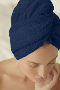 Bawełniany Turban Ręcznik Do Włosów SPA Granatowy