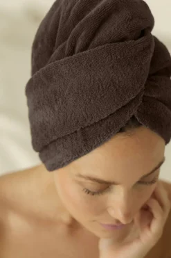 Bawełniany Turban Ręcznik Do Włosów SPA Brązowy