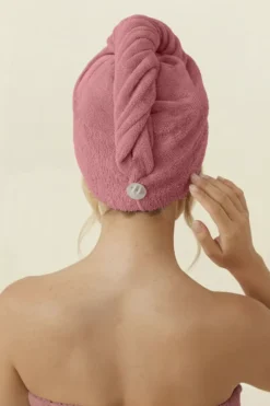 Bawełniany Turban Ręcznik Do Włosów SPA Pudrowy