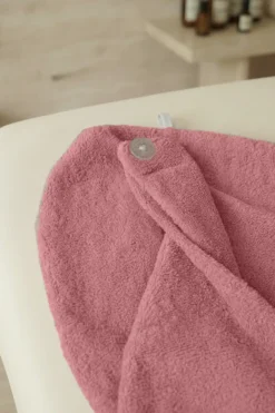Bawełniany Turban Ręcznik Do Włosów SPA Pudrowy