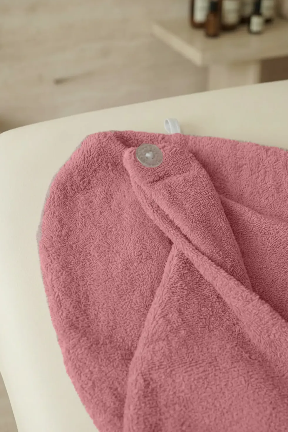 Bawełniany Turban Ręcznik Do Włosów SPA Pudrowy