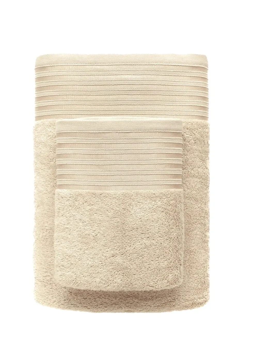 Beż Ręcznik Frotte Vela z Modalem z Ozdobną Bordiurą 550g/m2 Piaskowy