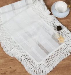 Bieżnik Z Frędzlami Scandi 096 Biały