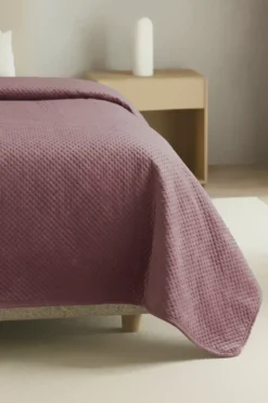 Ciemny Narzuta Pikowana na Fotel MAYA Różowy