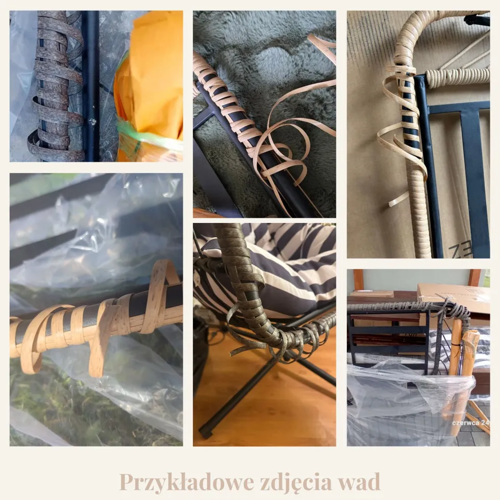 Fotel Ogrodowy Kokon dla 1 osoby 120 kg Pasy - OUTLET Grafitowy