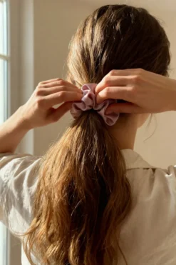 Gumka do Włosów z Jedwabiu Scrunchie Pudrowy Róż