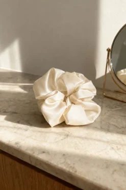 Gumka do Włosów z Jedwabiu Scrunchie Kremowy