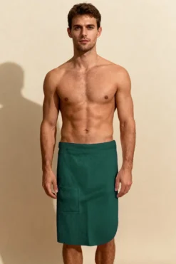 KILT Męski Ręcznik do Sauny SPA Wafel Butelkowa Zieleń