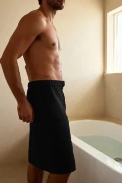 KILT Męski Ręcznik do Sauny SPA Wafel Czarny