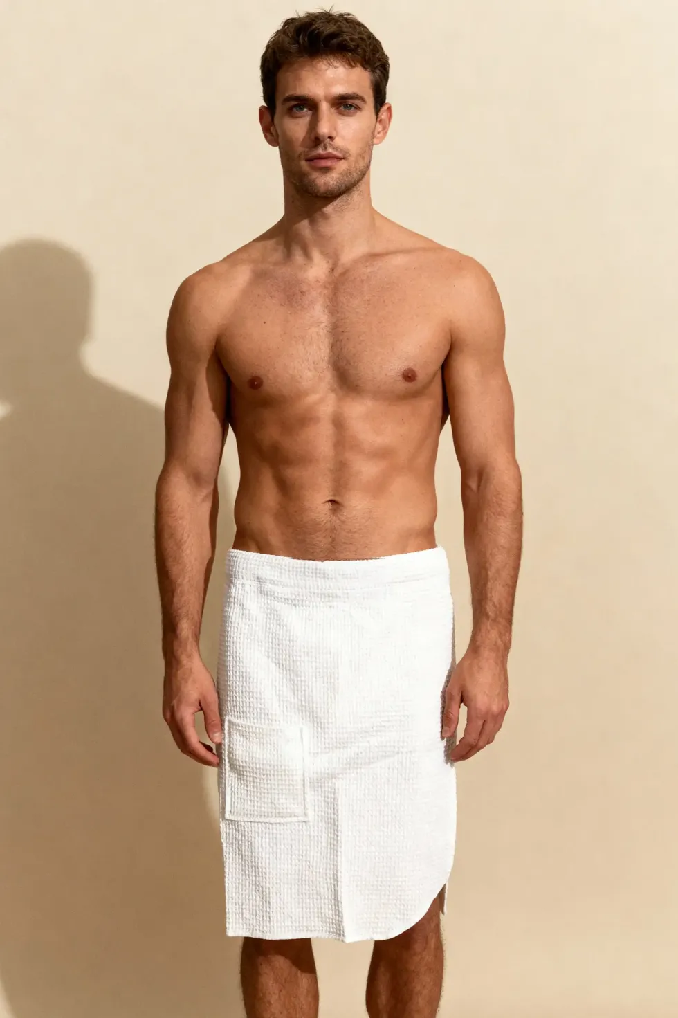 KILT Męski Ręcznik do Sauny SPA Wafel Biały