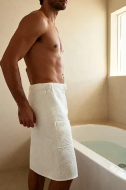 KILT Męski Ręcznik do Sauny SPA Wafel Biały