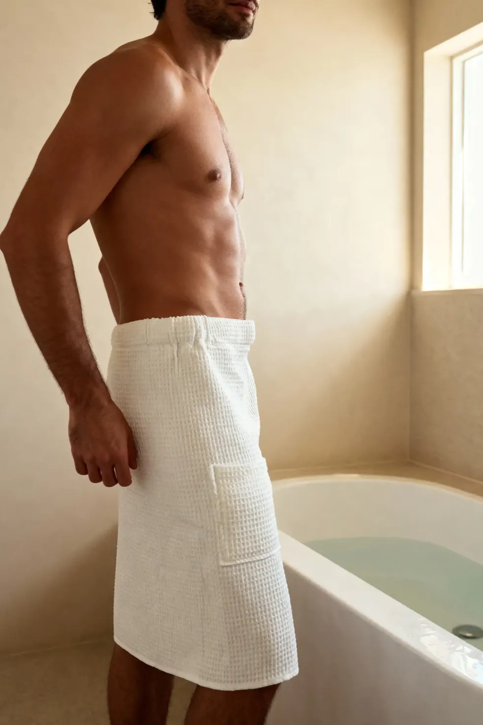 KILT Męski Ręcznik do Sauny SPA Wafel Biały