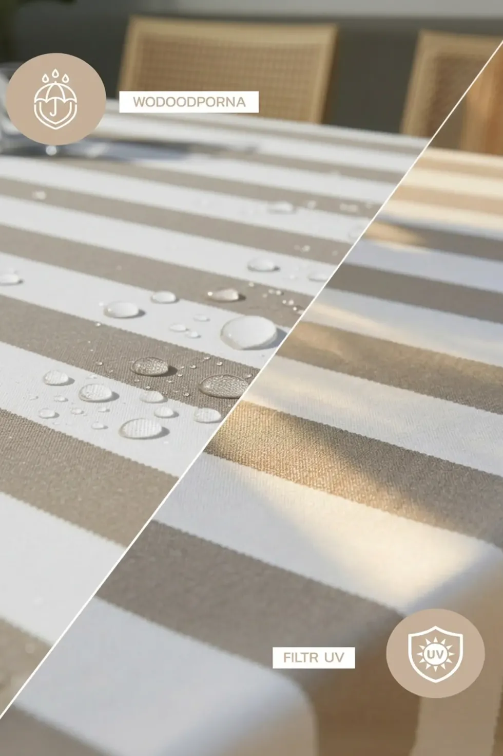 Obrus Ogrodowy Wodoodporny STRIPES Beżowy