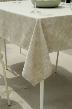 Obrus Ogrodowy Wodoodporny w Kwiaty GAIA Beige Flower Beżowy