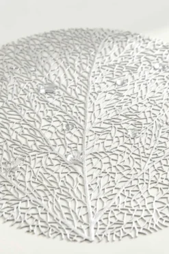 Okrągła Podkładka Kuchenna na Stół LEAF Srebrny