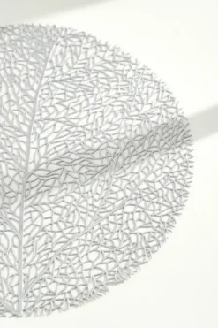 Okrągła Podkładka Kuchenna na Stół LEAF Srebrny
