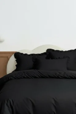 Pościel Ruffy Premium Satyna Bawełniana z Falbanką Czarny