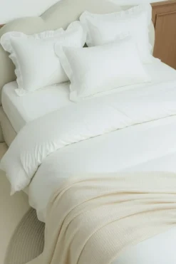 Pościel Ruffy Premium Satyna Bawełniana z Falbanką Biały