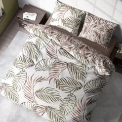 Pościel w Liście Satyna Bawełniana Boho 002 Biały