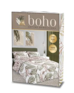 Pościel w Liście Satyna Bawełniana Boho 002 Biały