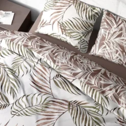 Pościel w Liście Satyna Bawełniana Boho 002 Biały