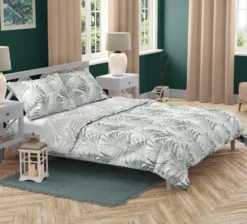 Pościel w Liście Satyna Bawełniana Milagro Verde 004 Biały