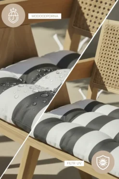 Poduszka Siedzisko na Krzesło Ogrodowe STRIPES Grafitowy