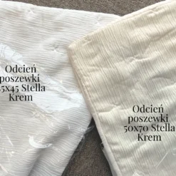 Poszewka do Narzuty Muślinowa Struktura z Haftem Krzyżyków Stella Kremowy
