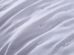 Poszewka do Narzuty Muślinowa Struktura z Haftem Krzyżyków Stella Biały