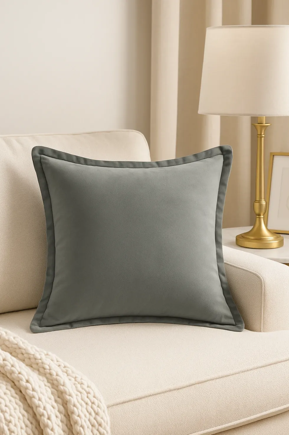 Poszewka Velvetowa Do Zasłony SOFT Szary
