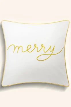 Poszewka Świąteczna MERRY z weluru Biały