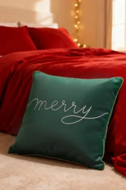 Poszewka Świąteczna MERRY z weluru Zieleń