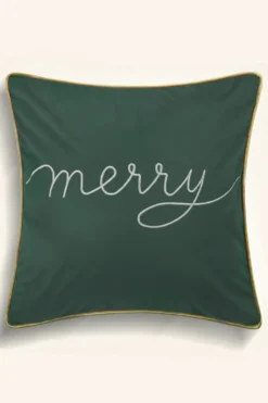 Poszewka Świąteczna MERRY z weluru Zieleń