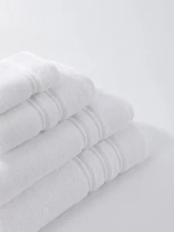 Ręcznik Bambusowy Harmony ze Srebrną Bordiurą 600g/m2 Biały