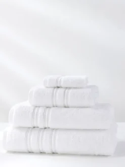 Ręcznik Bambusowy Harmony ze Srebrną Bordiurą 600g/m2 Biały